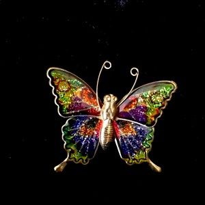 Vintage glitter/ colorful Butterfly Brooch